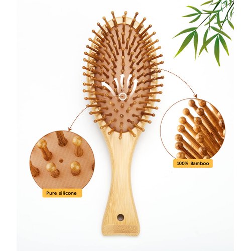 XVUNOR Natural Bamboo Comb Paddle Combing Hairbrush, Wide Tooth and Tail Comb, No Bristles, Gifts for Women Men and Children Thick/Thin/Curly/Dry Hair
