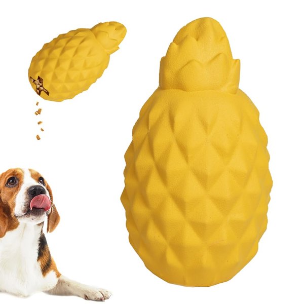 BSISUERM Pineapple Dog Puzzle Toy Treat Dispensing for Small Medium Dogs Puppy Interactive Chase Toy Slow Feeder Pet Enrichment Toothbrush Toys for Training Teeth Cleaning to Keep Them Busy