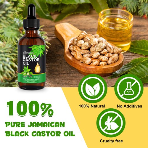 Jamaican Black Castor Oil,Body Massage Castor Oil for Relaxation,Cold-Pressed Castor Oil to Support Fuller-Looking, Skin Care Organic Castor Oil Massage Roller Ball 60ml