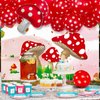 55 Pieces Mushroom Decorations, Include Mushroom Banner, Red and White Dot Garland Arch Kit, Mushroom Shape Foil Balloons, Mushroom Themed Party Supplies for Kids Girls