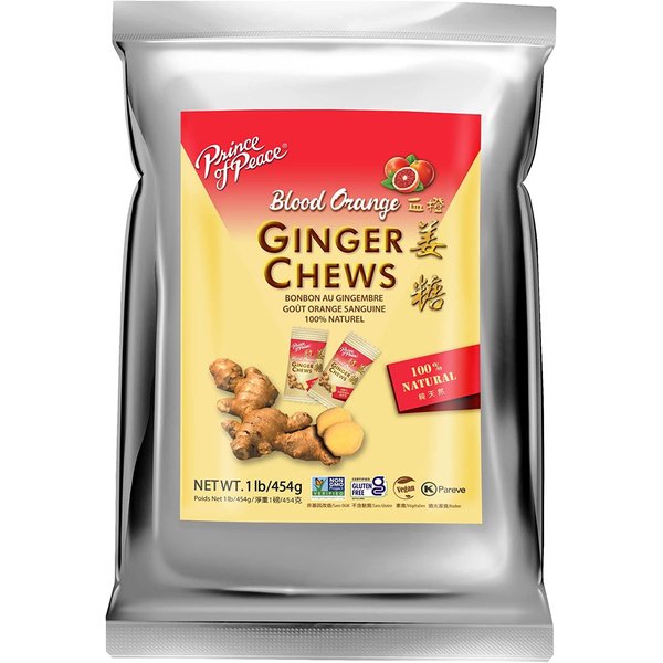 Prince of Peace Blood Orange Ginger Chews, 1 lb. – Candied Ginger – Candy Pack – Ginger Chews Candy – Natural Candy