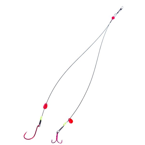 Lakco TU10ST Double Pike Tip-Up Leader One 3/0 Single and 1 1/0 Treble Hooks