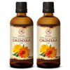 AROMATIKA Calendula Oil set 2 x 3.4 Fl Oz - 6.8 Fl Oz - Calendula Officinalis - Infused - Almond Oil Base - 100% Pure & Natural - Marigold Oil - for Skin, Nails, Hair, Face, Body