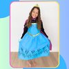 Cokos Box Girls Coronation Dress Costume Cape Gloves Tiara Crown Snow Queen Princess Accessories Kids Set, Blue-Purple, 7 Years