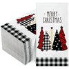 100 Pcs Christmas Napkins Bulk Holiday Disposable Paper Guest Hand Towel Christmas Tree Cocktail Napkins Merry Christmas Hand Napkins for Home Kitchen Winter Xmas Party (17.3 x 12.9 Inch Unfolded)