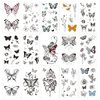 VIWIEU Small Butterfly and Flower Temporary Party Tattoos Realistic for Women and Teen Girls 15 Pack, Tiny Fake Black Butterfly Body Art Stickers Gift for Christmas&Holiday Fiesta