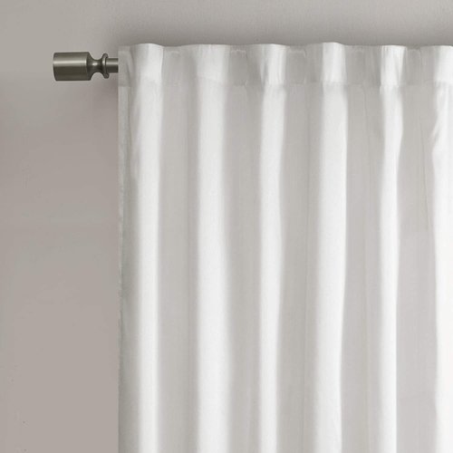 Madison Park White Curtains For Living room , Transitional-Rod Pocket Curtains For Bedroom , Andora Embroidered Back Tab Fabric Window Curtains , 50" x 95", 1-Panel Pack