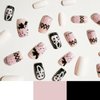 Halloween Press on Nails Short Square Fake Nails Scream Ghost Face Acrylic Nails Pink Blood Drop False Nails Bat Design Artificial Nails Full Cover Stick on Nails Glossy Glue on Nails for Women 24pcs