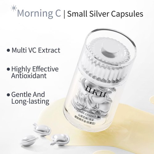 HKH Camellia Vitamin C Tendering Capsule Essence,Anti-Wrinkle Anti Aging Serum for Face With Niacinamide and Vitamin E,For Women To Tighten Sagging Skin And Reduce Fine Lines., 28pcs Capsules