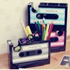 Cassette Tape Dispenser Pen Holder Vase Pencil Pot Stationery Desk Tidy Container Office Stationery Supplier Gift (Black)