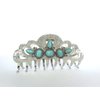 Hair claw clip turquoise blue stone textured silver metal western for thin hair