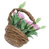 Miniature Dollhouse Plant Flowers, Miniature Flower Dollhouse Decoration, Dollhouse Flower Basket Model 1:12 Scale for Mini Gardens Corridors