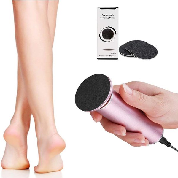 Electric Callus Remover, Ravifun Foot File Grinder Pedicure Tool with Speed Controller and 60pcs Replacement Sandpaper Disk for Men Women Dead Dry Crack Skin Calluses