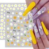 Flower Nail Art Stickers, Floral Daisy Nail Decals 3D Self-Adhesive Pink White Cute Daisy Small Flower Spring Summer Flower Nail Design Manicure Tips Nail Decor Accessories for Women Girls(6Sheets)