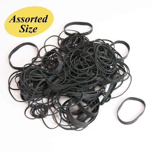 BAZIC Black Color Rubber Bands 2 Oz./ 56.70 g Assorted Sizes, Made in USA Elastic Bands for Bank Bills Money Dollars File Folders, 1-Pack