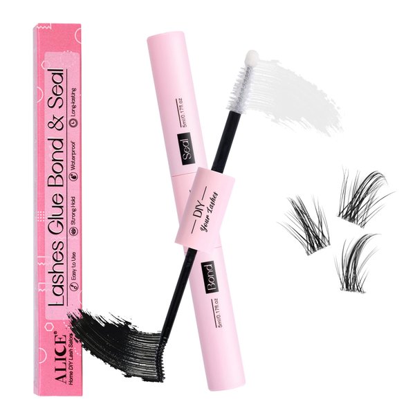 ALICE Lash Bond and Seal, Cluster Lashes Glue for DIY Eyelash Extensions, Individual Lash Glue Super Strong Hold Latex Free Waterproof Adhesive Eyelash Extension Glue (5ml×2)