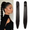 S-noilite Clip In Ponytail Hair Extensions Claw Clip In Ponytail Extention Hairpiece Long Straight Jaw Clip In Ponytail for Women Synthetic Fiber Hair 21 Inch Natural Black