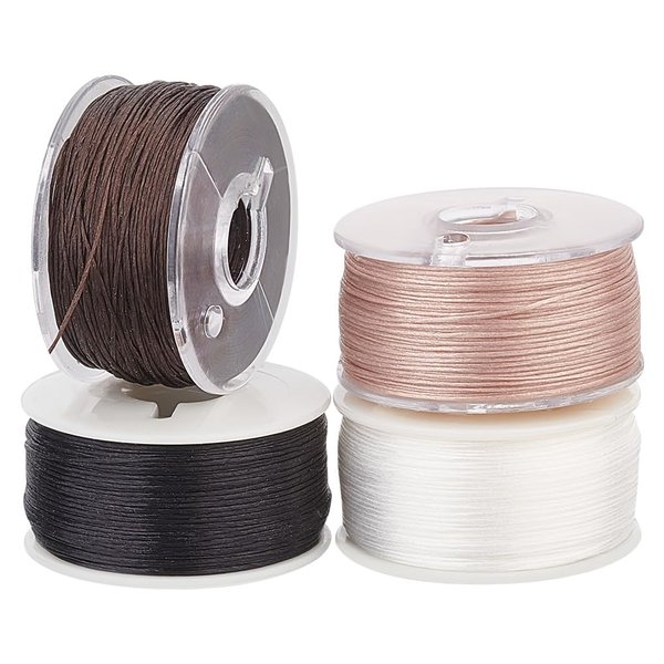 PH PandaHall 200 Yards 0.1mm Beading String 4 Colors Bracelet Thread Seed Bead String Bracelet Beading Thread Sewing String for Leather Stitching Beading Jewelry Bracelets Necklace Making