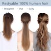 Claw Clip Ponytail Extension 100% Real Remy Human Hairpiece Pony Tails Hair Extensions Long Straight Ponytail for Women (18 inch, Balayage Caramel Blonde to Bleach Blonde)