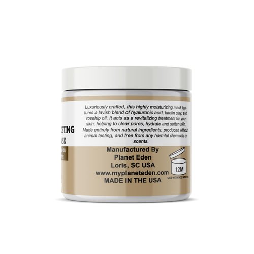 Planet Eden Vanilla Bean Frosting Face Facial Mask All Natural Spa Quality Skin Mask for Dry Dehydrated Skin Kaolin Clay, Vanilla Bean, Hyaluronic Acid, Aloe Extracts Soothing and Hydrating - 4 oz jar