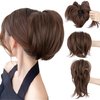 SEGO Claw Clip Messy Bun Hair Piece Short Ponytail Extension With 4 Bendable Metals DIY Synthetic Fake Hair Bun For Women 8 Inch-#10B Medium Brown