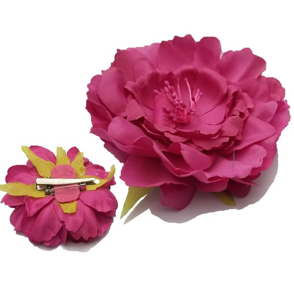 Flower Rose Hair Clips Corsage Brooch Hairpins Hair Barrettes For Women Headwear Wedding Bride Accessories (Pink)