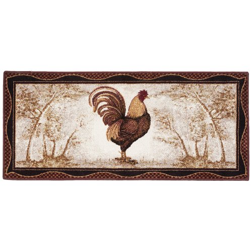Brumlow Mills Tall Farmhouse Rooster Area Rug Rustic Decor Mat for Kitchen, Dining, Bedroom, Bathroom, Entryway or Living Room, 20" x 44", Brick