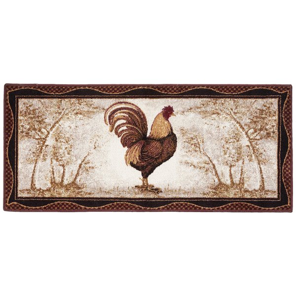 Brumlow Mills Tall Farmhouse Rooster Area Rug Rustic Decor Mat for Kitchen, Dining, Bedroom, Bathroom, Entryway or Living Room, 20" x 44", Brick