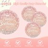 Juhap 41Pcs Rose Gold Birthday Party Decorations Pink Rose Gold Theme Birthday Party Supplies Birthday Tableware Includes 20 Plates 20 Napkins and 1 Tablecloth for Girls Women
