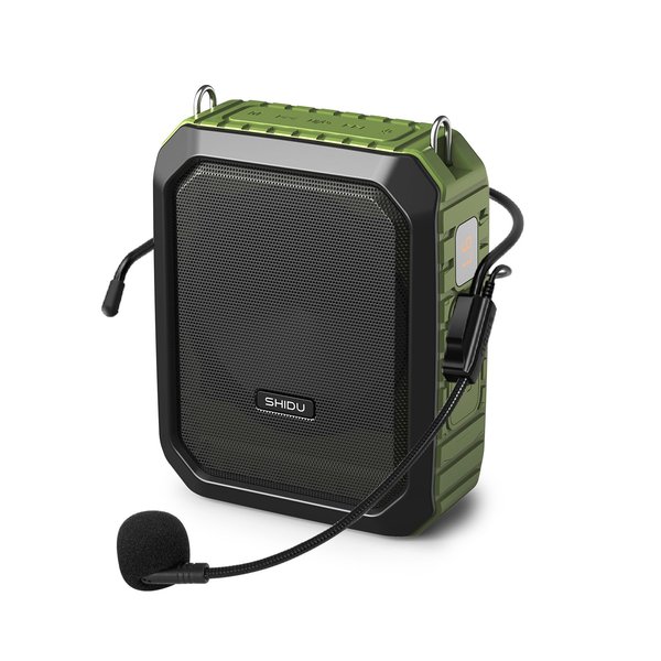 Voice Amplifier for Teachers,SHIDU PA System Speaker 18W Portable Megaphone (Work of 12 hrs) with Wired Mic Headset,Waterproof Ipx 5&Built-in Rechargeable 4400mAh Battery.for Teaching, Meeting&Speech