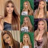 Durreley 22 Inch Ombre Lace Front Wigs Human Hair Pre Plucked,180% Density Glueless 4/27 Colored Honey Blonde Wig Human Hair,Highlight 13x6 HD Lace Front Wigs Human Hair for Black Women