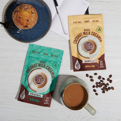 Coconut Cloud: Plant Based Dairy Free Coffee Creamer | Keto Friendly, Unsweetened Coconut Milk Powder | Low Sugar, Dairy Free, Non-GMO, Plant Based, Gluten & Soy Free, USA Made, (Vanilla & Original Combo), 2-Pack