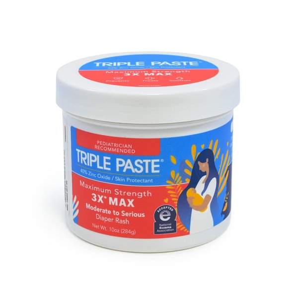 Triple Paste 3X Max Zinc Oxide Diaper Rash Ointment, 10oz Jar – Maximum Strength Diaper Cream for Sensitive Skin