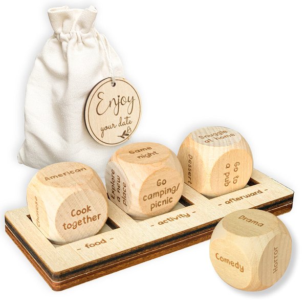 STOFINITY Date Night Dice for Couples - Food Decision Dice Set, Whats for Dinner Dice Games, Take Out Dice, Wooden Date Dice Valentine’s Day Couple Gifts for Him Her, Date Night Activities Ideas