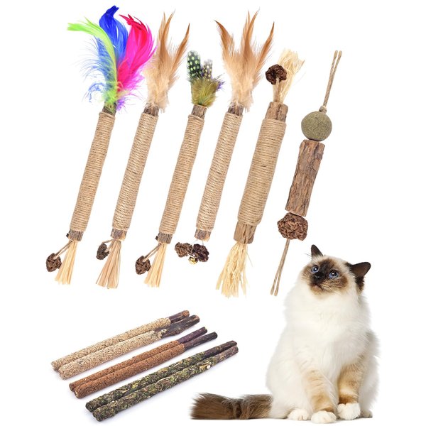 TINDTOP Silvervine Chew Sticks for Cats, 12 Pack Natural Catnip Chew Toys for Kittens Teeth Cleaning, Matatabi Dental Care, Increase Appetite, Calm Cat Anxiety and Stress, Cat Dental Toy
