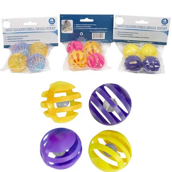 8 Pc Plastic Bell Balls Cat Toys Kitten Puppy Chase Round Play Rattle Colorful