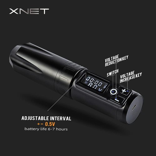 Xnet Wireless Tattoo Machine - Coreless Motor Cartridge Battery Pen 1950mAh Digital LED Display Power Supply Tattoo Kit Permanent Makeup Equipment for Professionals Tattoo Artists