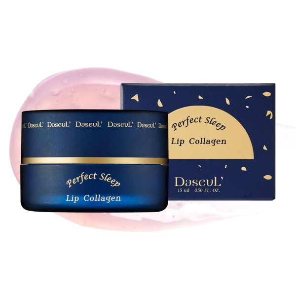 DaseuL’ Perfect Sleep Lip Collagen 0.52fl.oz/15ml, Hydrolyzed Collagen+Rice Protein, Willow Bark Extract & Peptide to Nourish, Moisturize & Exfoliate the lips, Sleep-Beauty, Korean Overnight Lip Mask