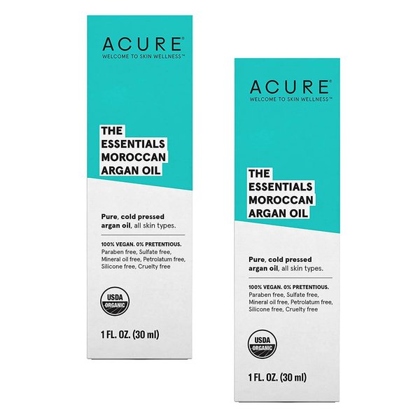 Acure Organics - The Essentials Moroccan Argan Oil, Organic Facial Oil for Dry, Sensitive Skin - 1 oz (2 Pack)