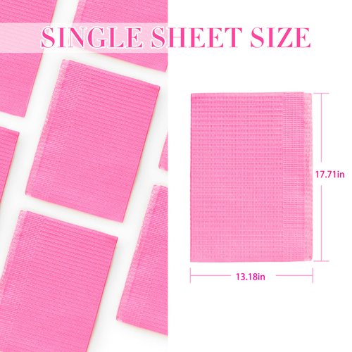 Funfe Nail Tips Art Table Towels Mat, Pink, 50 Pcs, French, Wood Pulp Paper, Disposable, Waterproof, Foldable, Salon Use