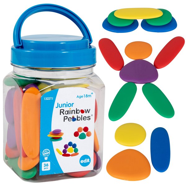 Rainbow Pebbles - Junior - Mini Jar - Ages 18m+ - The Original Sorting and Stacking Stones - First Counting and Sorting Toy