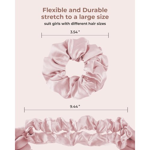 SGMSILK Mulberry Silk Scrunchies, Women Grils Silk Hair Ties for Hair Sleep, No Damage Hair Scrunchies, for Frizz & Breakage Curly Hair Elastics Ponytail Holder, 3 Pack