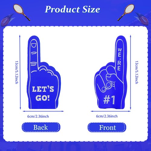 24 Pieces Sports Fan Foam Finger, Mini Foam Finger, Sports Party Favors, Mini Foam Finger #1, Baseball Football Soccer Team Cheerleader Gifts for Sports Themed Birthday Party Supplies. (Blue)