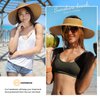 Simplicity Women's Wide Brim Straw Sun Visor Roll-up Sun Hat Light Coffee