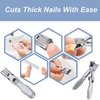 2024 New German Nail Clippers for Thick Nails, Portable Ultra Sharp Nail Clippers, No Splash Fingernail Clipper Cutters with Nail File, Wide Open Toenail Clippers for Seniors Thick Nails (Silver)