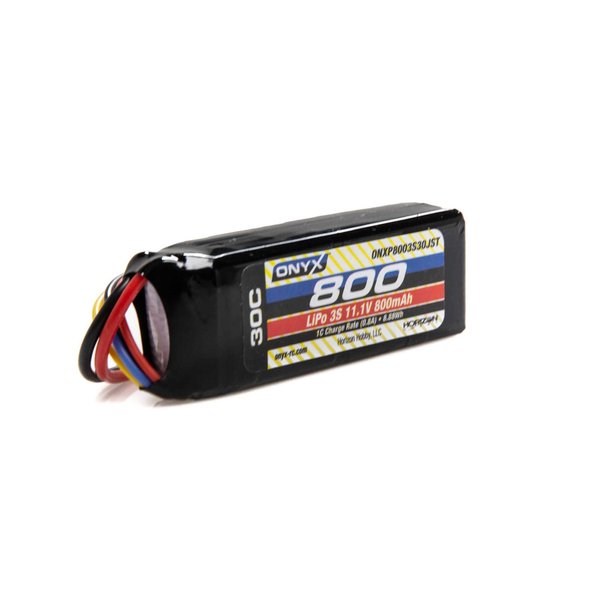 Onyx 11.1V 800mAh 3S 30C LiPo 18AWG JST ONXP8003S30JST Airplane Batteries
