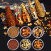6 Grids Fall Maple Leaf Nail Art Glitter Sequins 3D Holographic Gold Orange Fall Maple Leaves Nail Flakes Thanksgiving Nail Glitter Supplies for Acrylic Nails Autumn DIY Nail Decorations Crafts