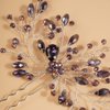 Teyglen Bridal Rhinestones Hair Pins Rhinestones Crystals Wedding Bride Hair Accessories Gold Silver Purple Blue Rhinestones Hair Pieces for Women (Purple)