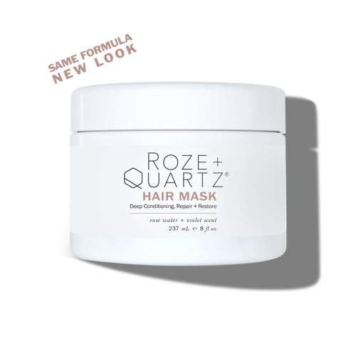 Roze + Quartz Hair Mask for Dry Damaged Hair - Deep Conditioning Hair Treatment Mask for Healthy Growth - Ideal for Color Treated Hair - Contains Nourishing Sunflower Oil & Vitamin E (8 Fl Oz)