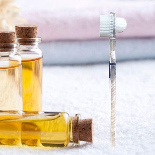 Healifty Denture Brush Transparent Denture Brush False Teeth Cleaning Brush Double-Sided Toothbrush Artificial Teeth Cleaning Tool